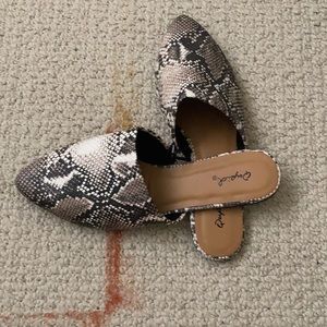 Never worn before snake skin mules